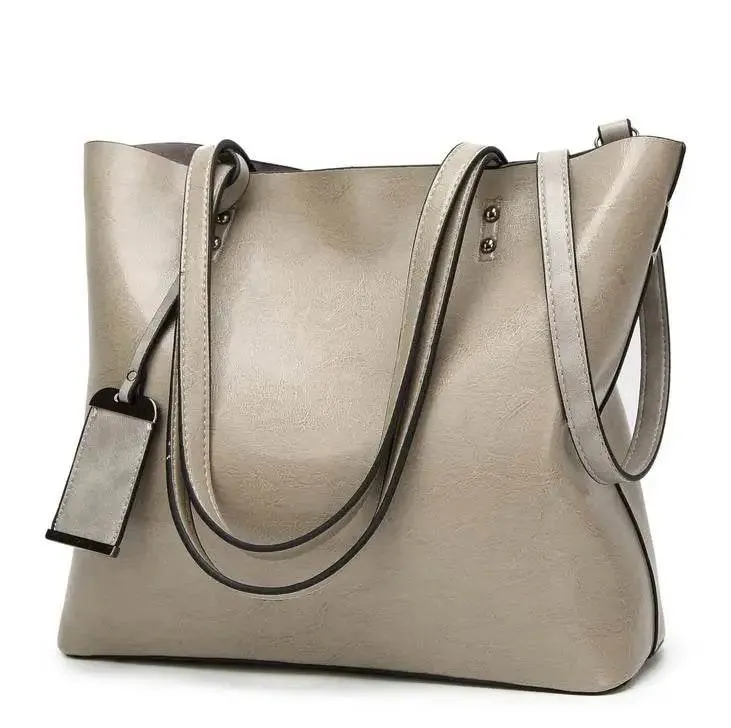 Waxing Leather bucket bag Simple Double strap handbag shoulder bags For Women 2024 All-Purpose Shopping tote sac bolsa feminina