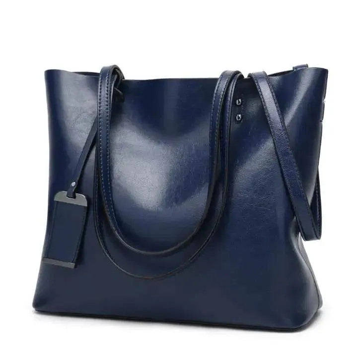 Waxing Leather bucket bag Simple Double strap handbag shoulder bags For Women 2024 All-Purpose Shopping tote sac bolsa feminina