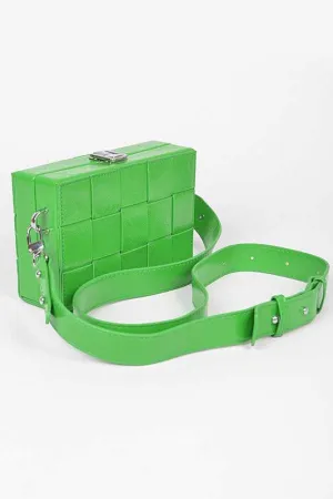 Weaved Textured Box Crossbody Bag