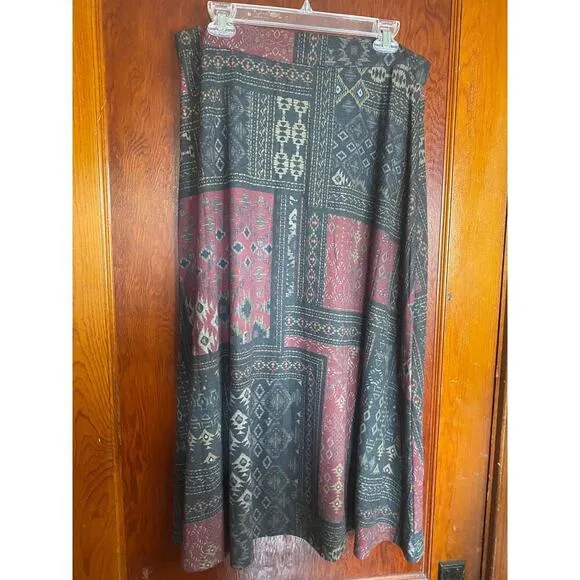 Western Coldwater Creek Petite Patchwork Maxi Skirt