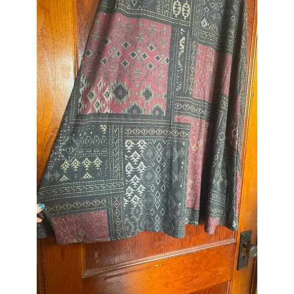 Western Coldwater Creek Petite Patchwork Maxi Skirt