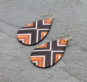 Western style teardrop Leather earrings