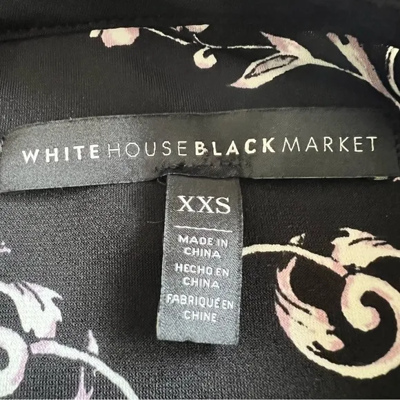WHBM Black White Pink Floral Print Knit Shift Dress Size XXS