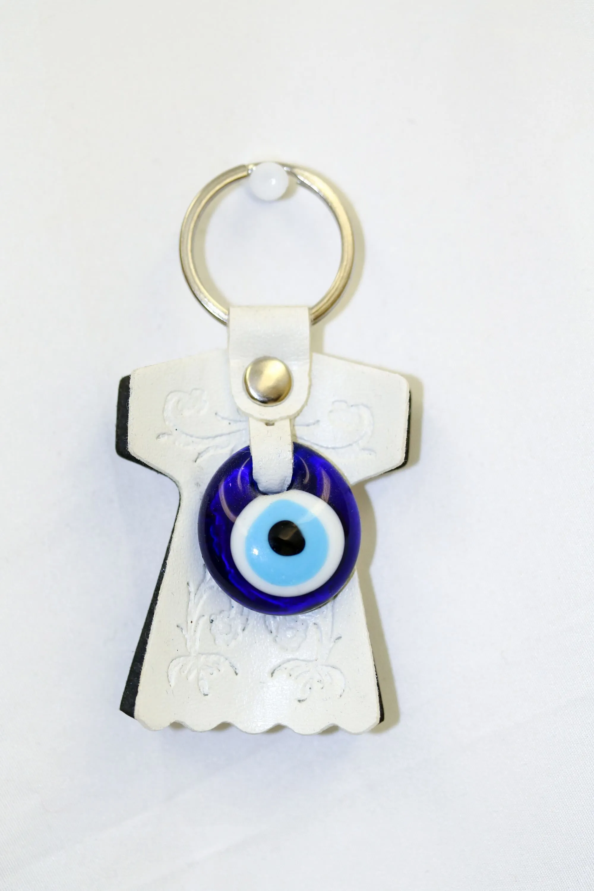 White Turkish Evil Eye Key Chain