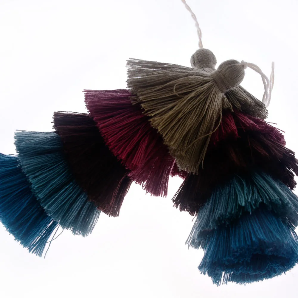 Wholesale Layered Tassel Pendant Five Tier Colorful Cotton Tassel for Earrings pendant handmade 2pcs 10192857