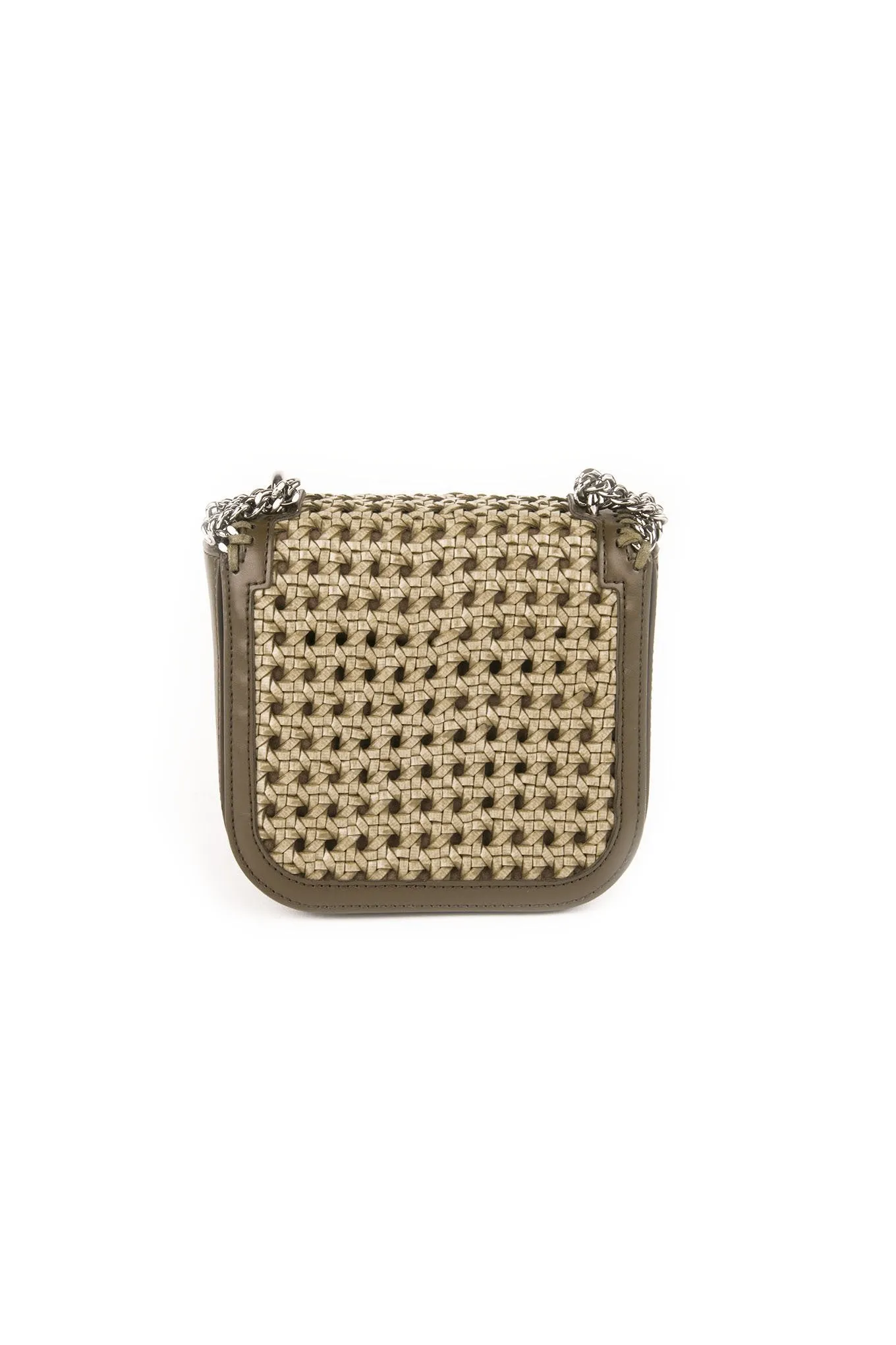 Wicker Mini Box Shoulder Bag - Green