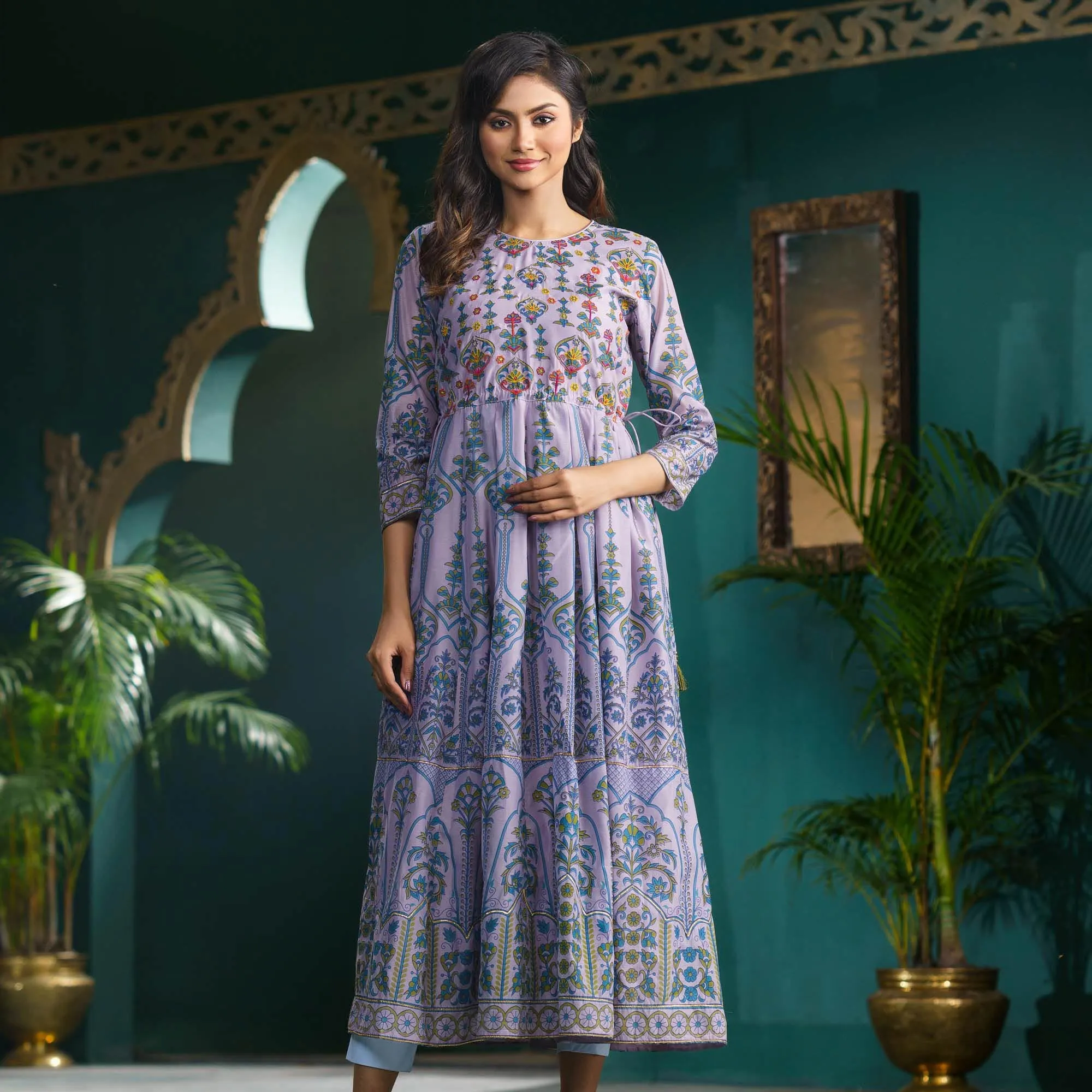 Women Ash Ethnic Gown