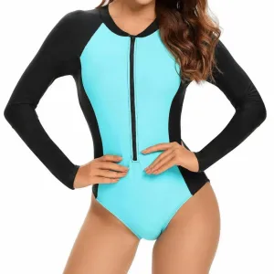 Women Rashgurd : Long Sleeve One Piece Swimsuit
