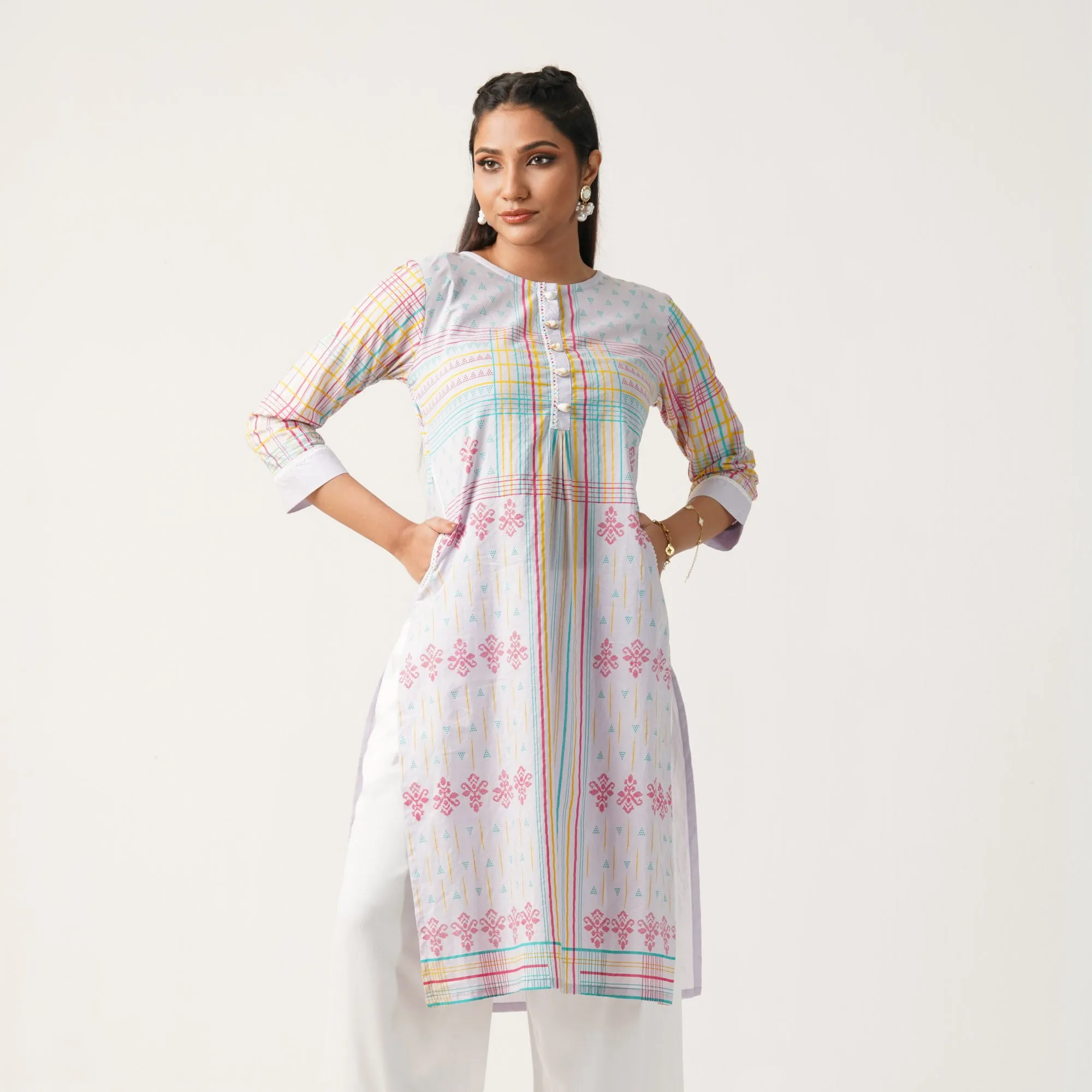 Womens Ethnic Average Kurti-Violet
