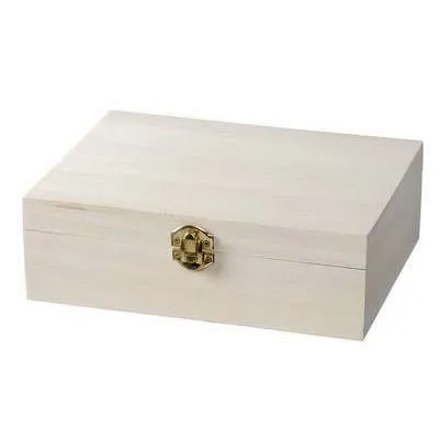Wooden Rectangle Box With Clasp Lid To Paint And Decorate