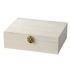 Wooden Rectangle Box With Clasp Lid To Paint And Decorate