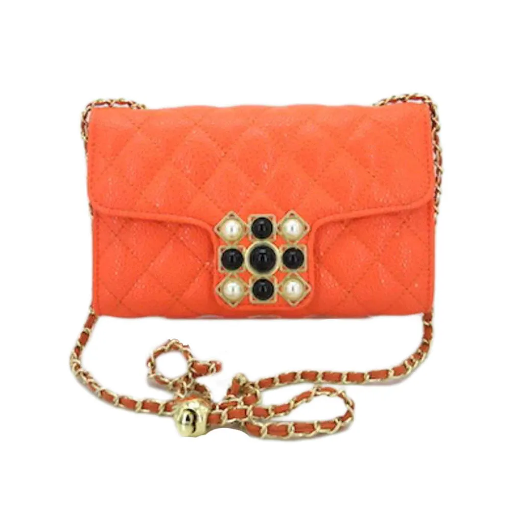 Yellow Quilted Flap Shoulder Crossbody Bag
