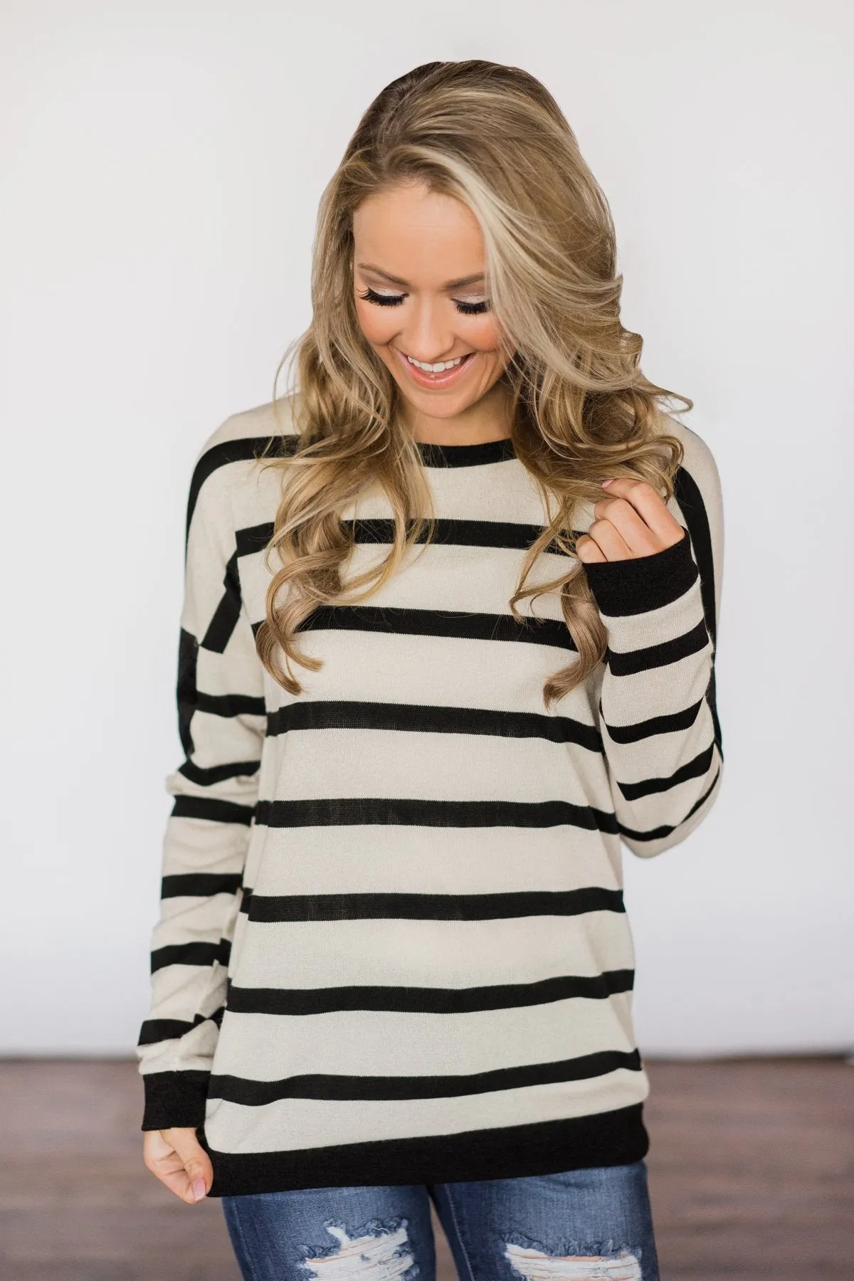 You Got it Bad Striped Top- Black