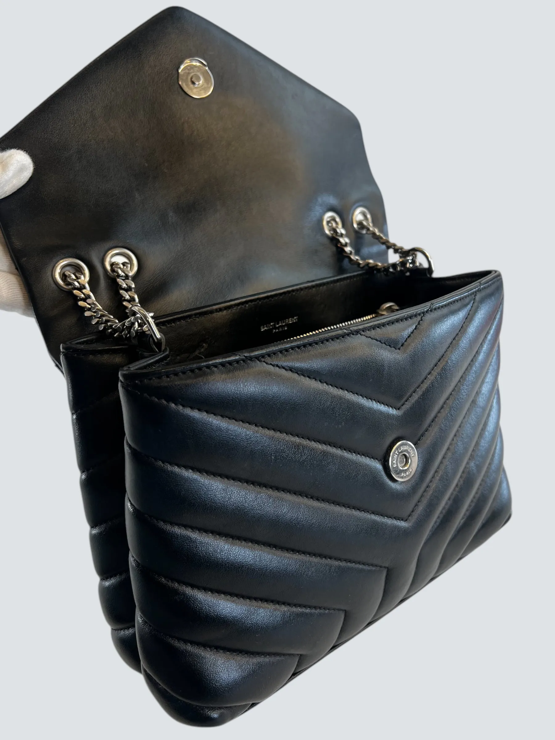 Ysl Black Leather Small LouLou Handbag