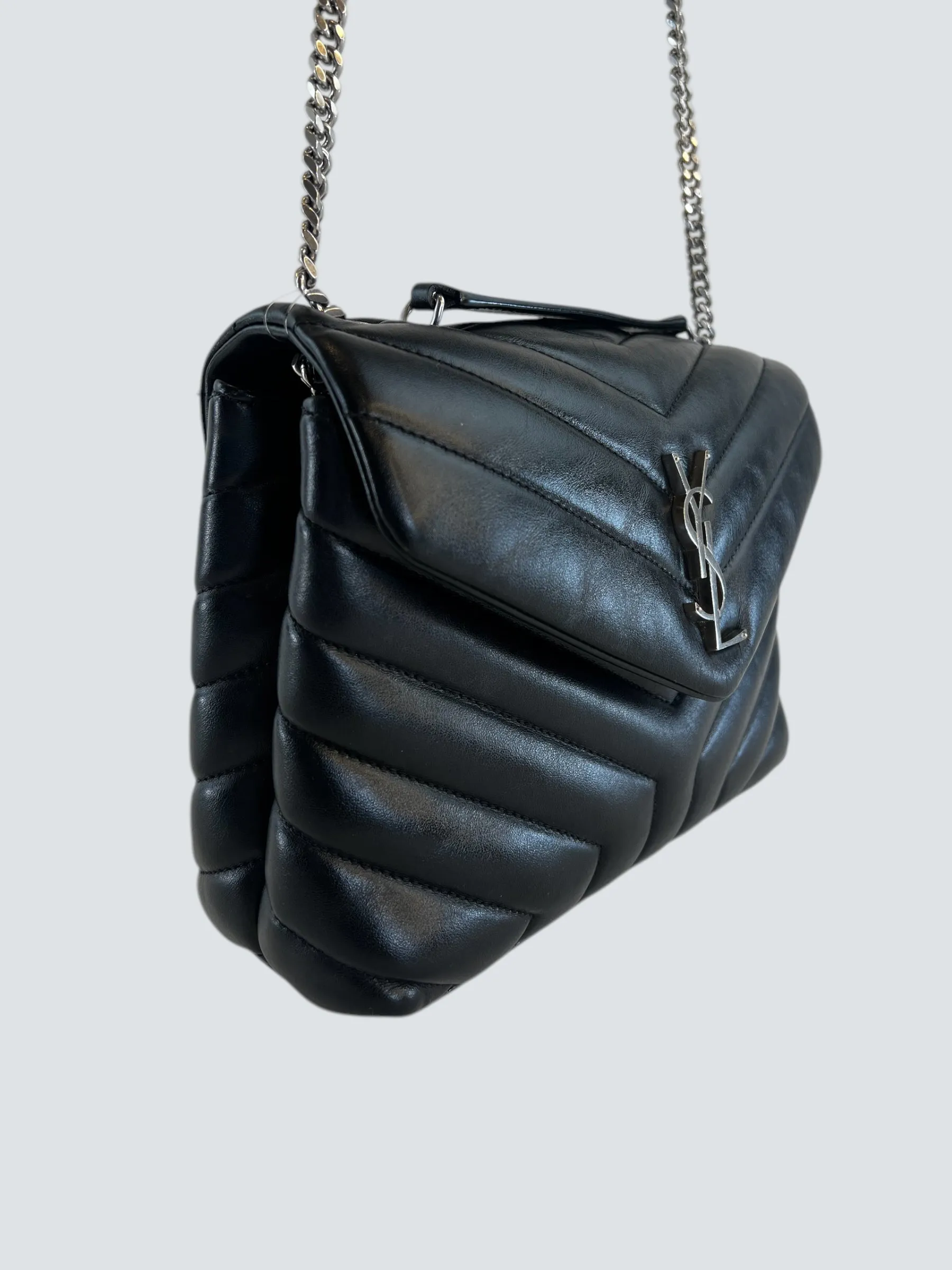 Ysl Black Leather Small LouLou Handbag
