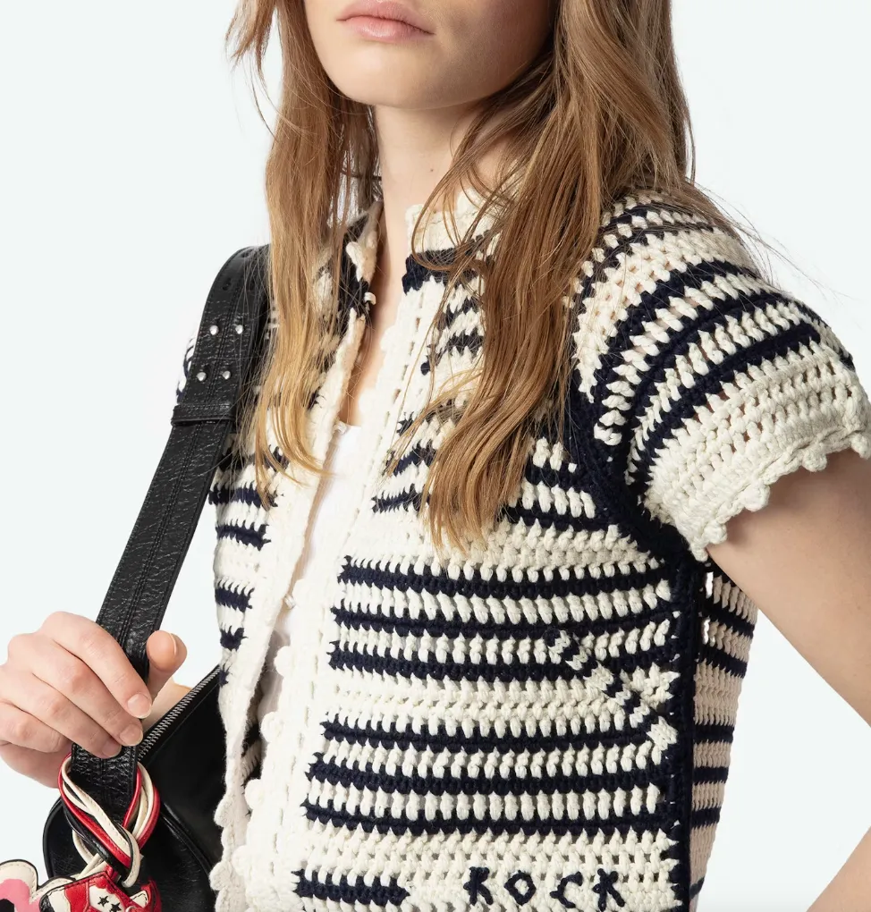 Zadig & Voltaire - Zelie Crochet Cardigan - Ecru/Encre