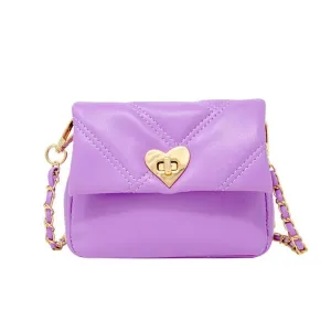 Zomi Gems Quilted Soft Heart Lock Purse - Purple